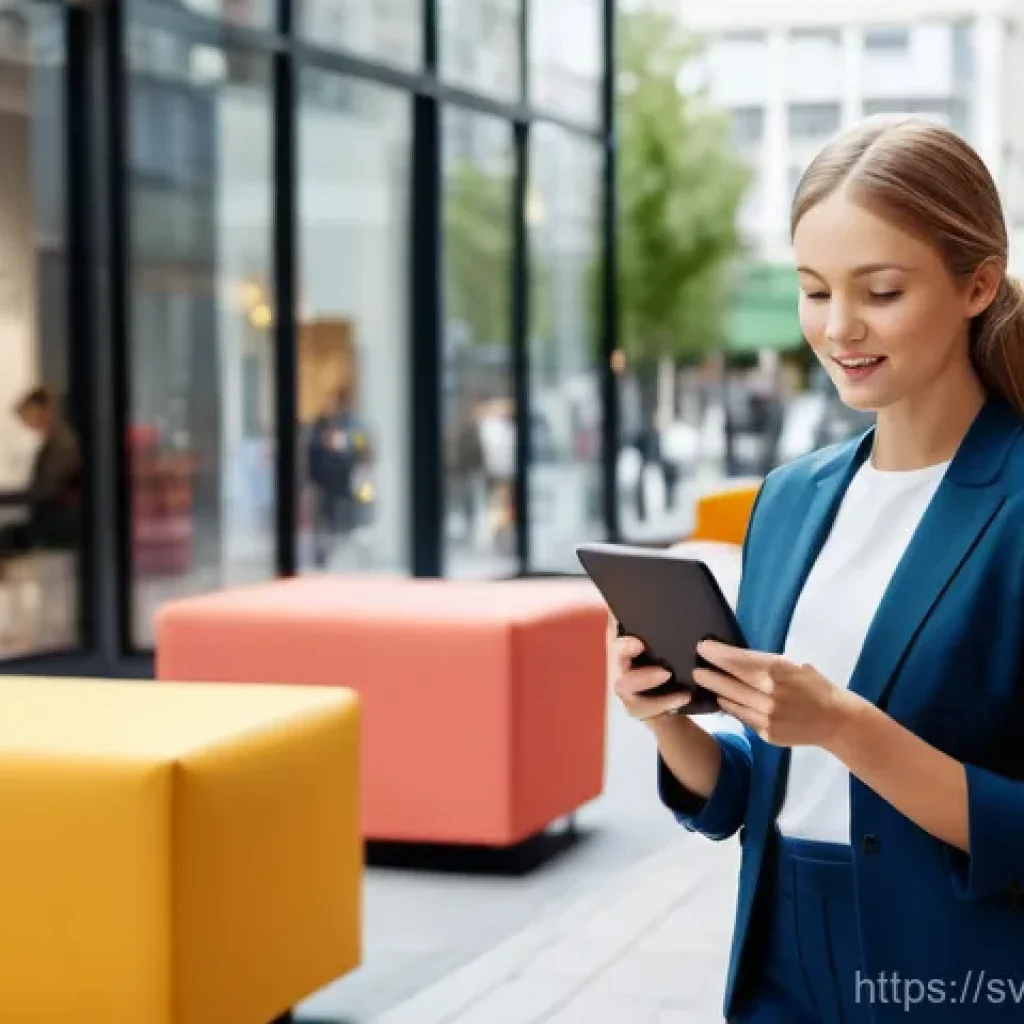 옴니채널 플랫폼 비교 분석 - **Seamless Omnichannel Journey in a Modern Cityscape:** A vibrant and diverse group of Swedish consu...