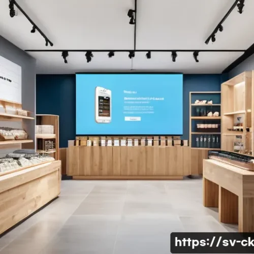 Home 28 옴니채널에서의 개인화 전략 - A modern Scandinavian retail store interior showcasing seamless omnichannel integration: interactive...