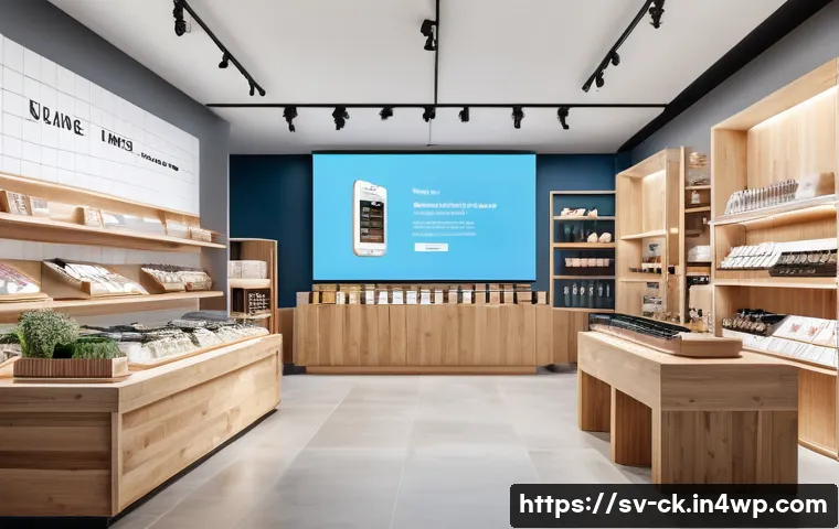 옴니채널에서의 개인화 전략 - A modern Scandinavian retail store interior showcasing seamless omnichannel integration: interactive...